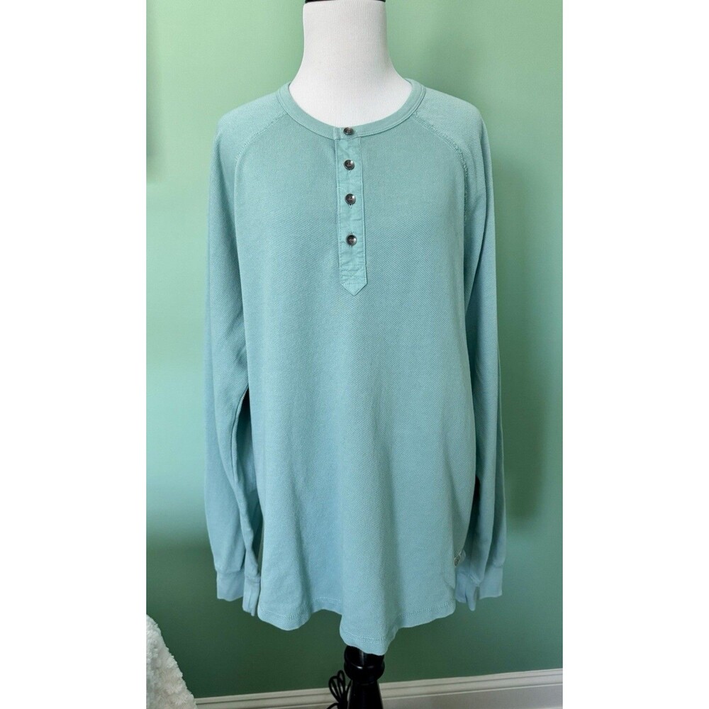 NWOT Men’s Lucky Long Sleeve Henley - Teal - XL - Raw Seams
